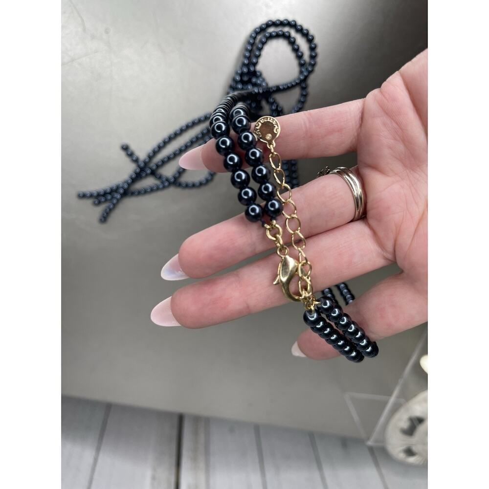 Charter Club BLUE BEAD PEARL IMITATION GOLD-TONE KNOTTED LARIAT Necklace - Picture 3 of 4